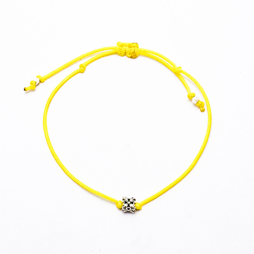 HR 291B_Cube Pendant Fabric Bracelet(Yellow) - 감도 깊은