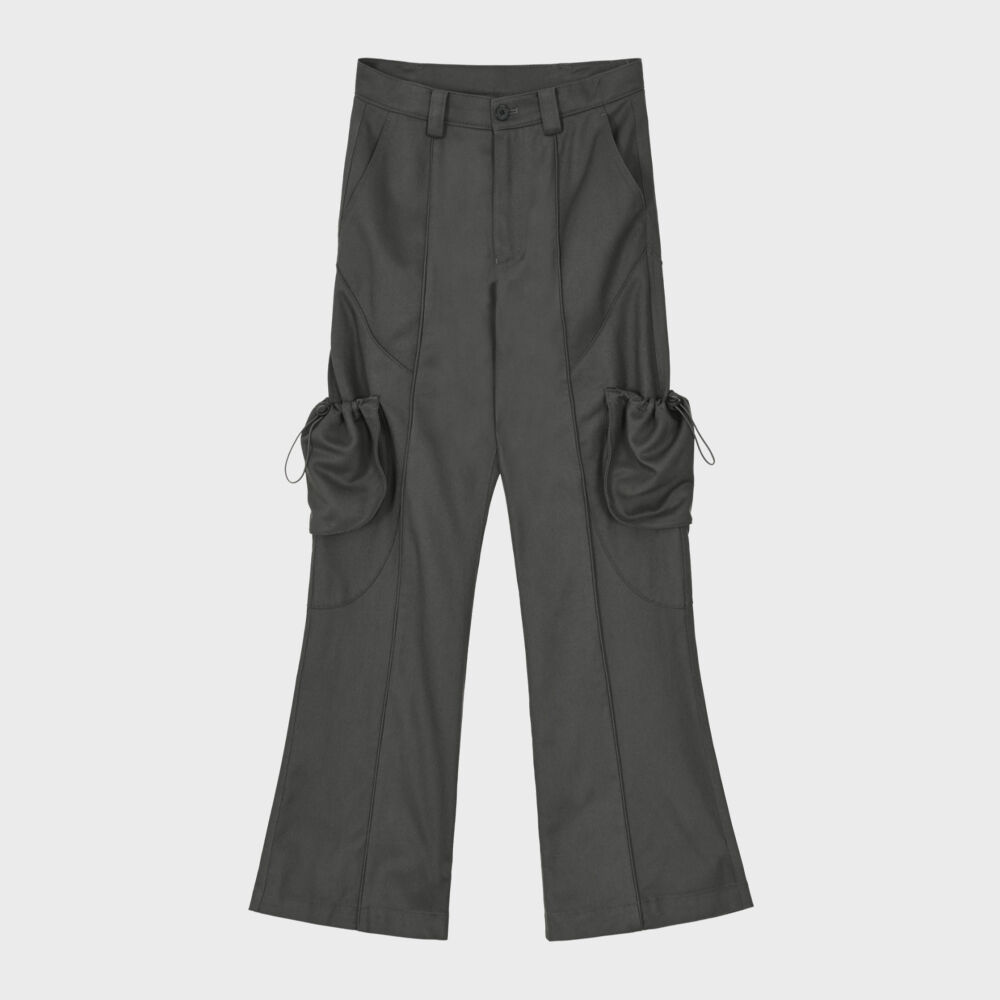 SHIRRING SPANDEX SLIM BOOTS CUT PANTS - BOKASHI BROWN - 감도