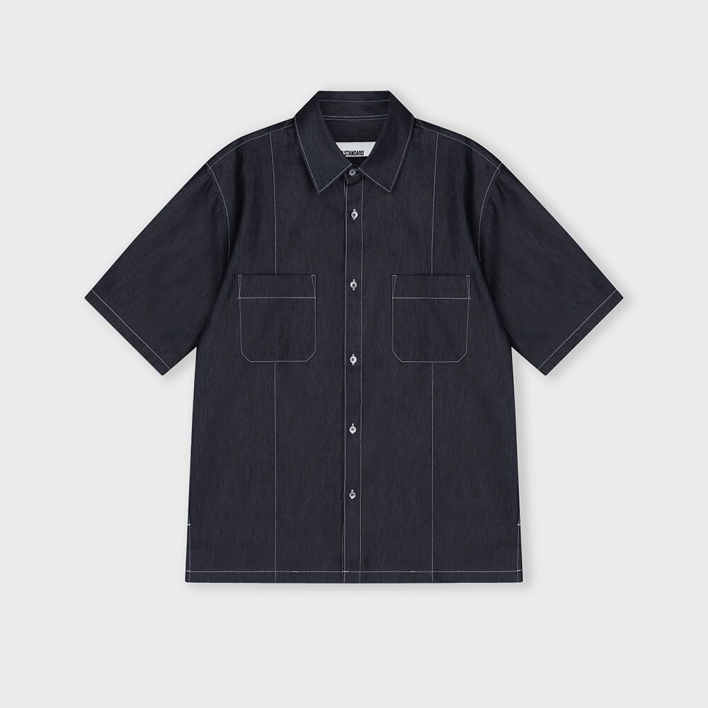 23ss-denim-like-half-shirt-indigo-29cm