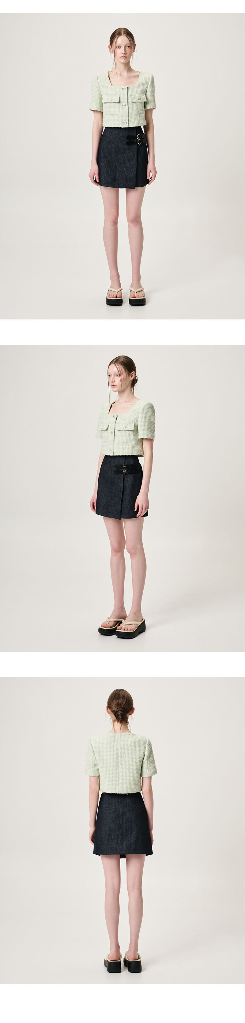 Buckle Wrap Mini Skirt, Black Indigo - 감도 깊은 취향 셀렉트