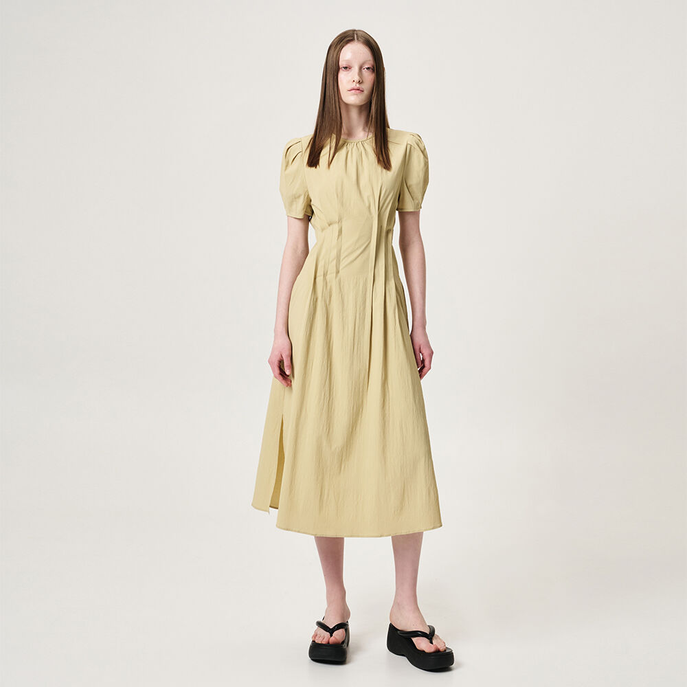 ワンピース ETMON Waist Pintuck Dress, Olive Yellow Waist Pintuck Dress, Olive Yellow - 감도 깊은 취향 셀렉트샵 29CM