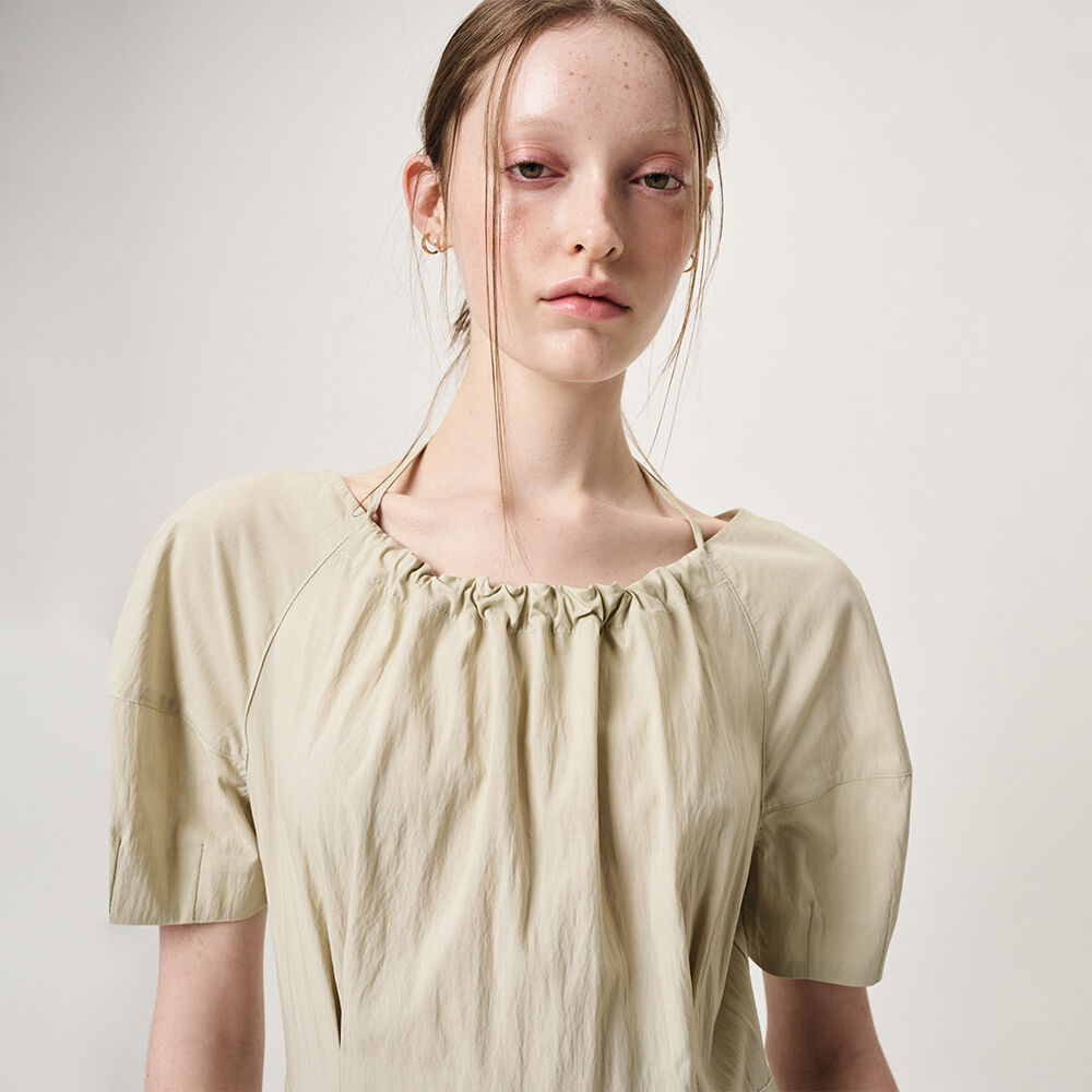 ワンピース ETMON Neck String Pocket Dress, Light Khaki Neck String Pocket Dress, Light Khaki - 감도 깊은 취향