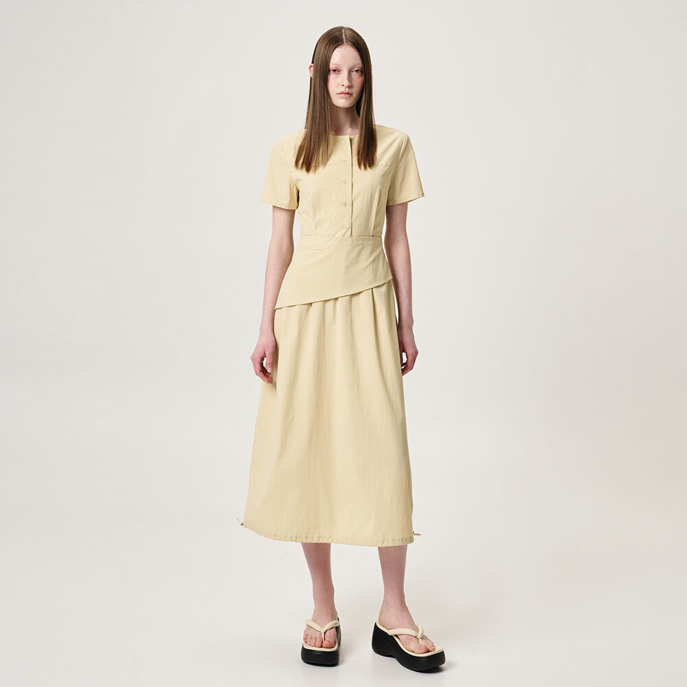 ワンピース ETMON Waist Pintuck Dress, Olive Yellow Waist Pintuck Dress, Olive Yellow - 감도 깊은 취향 셀렉트샵 29CM