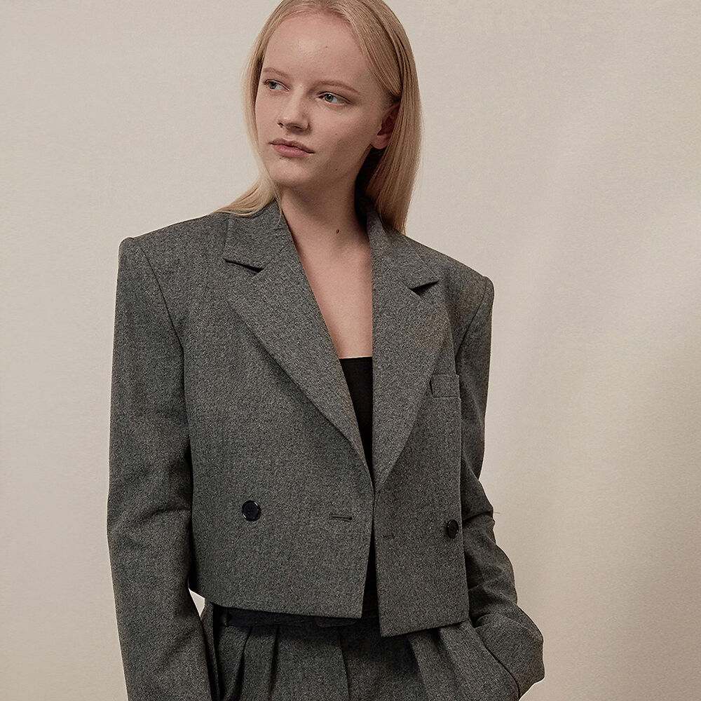 【MUDIDI】Overfit double short jacket 004 Overfit double short jacket 004 Gray - 감도 깊은 취향 셀렉트