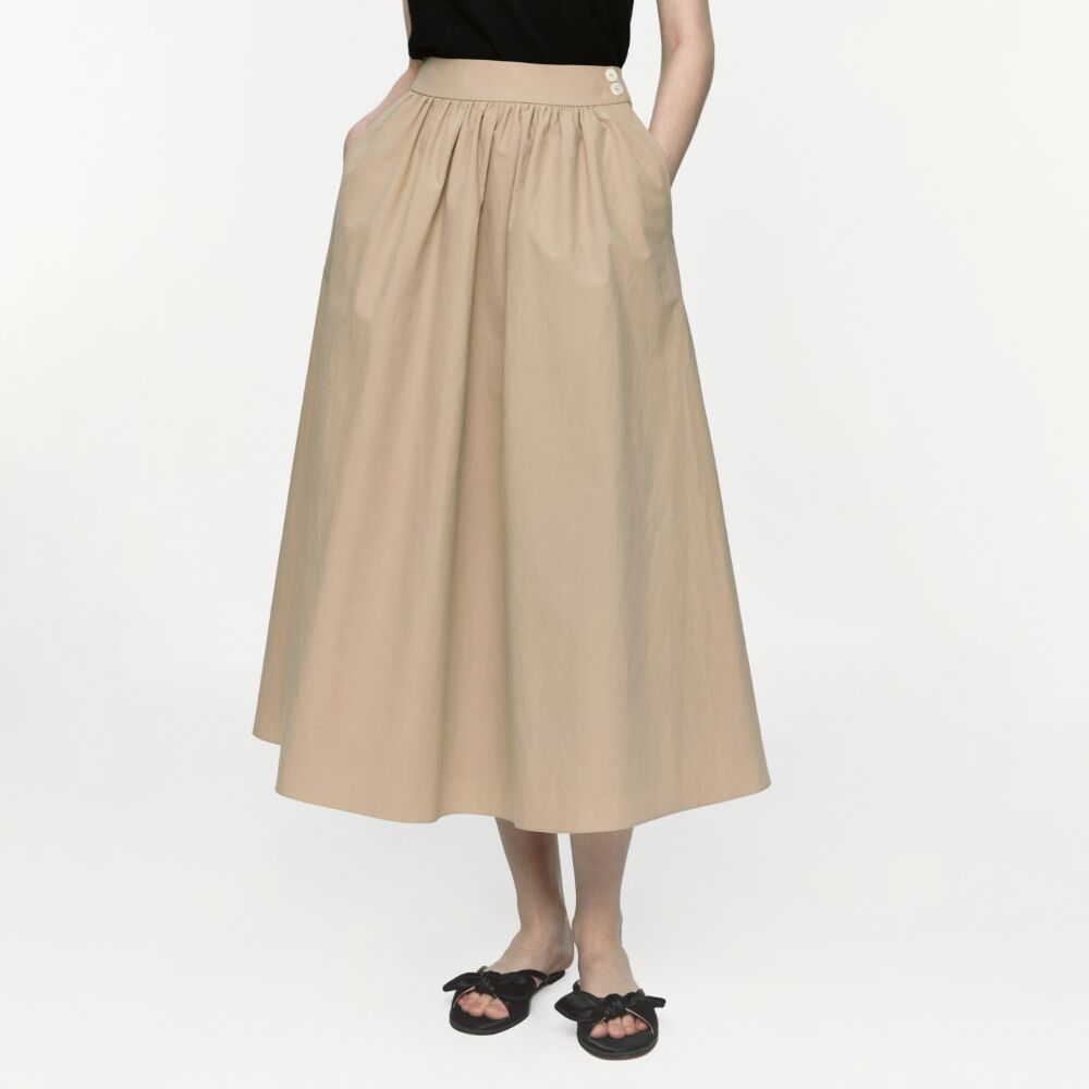 DEPOUND★韓国大人気 BUTTON FLARE SKIRT button flare skirt - beige - 감도 깊은 취향 셀렉트샵 29CM