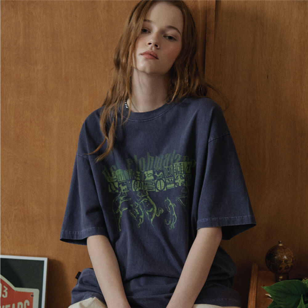 【ROSEFRANTZ】TWINKLE PIGMENT OVERFIT T-SHIRT Twinkle Pigment Overfit T-shirt [Blue] - 감도 깊은 취향