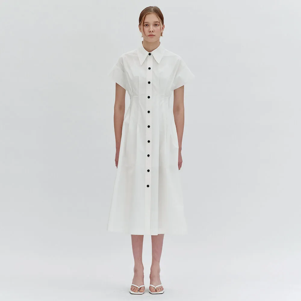 Relaxed Gathered Waist Cotton Dress AMU0027