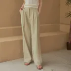 SIPT7078 투턱 나일론 슬랙스_Beige