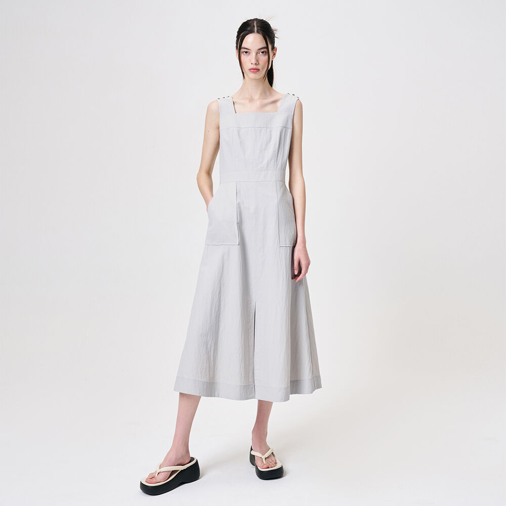 ワンピース ETMON Shoulder Button Sleeveless Dress, Light Blue Shoulder Button Sleeveless Dress, Light Blue - 감도 깊은
