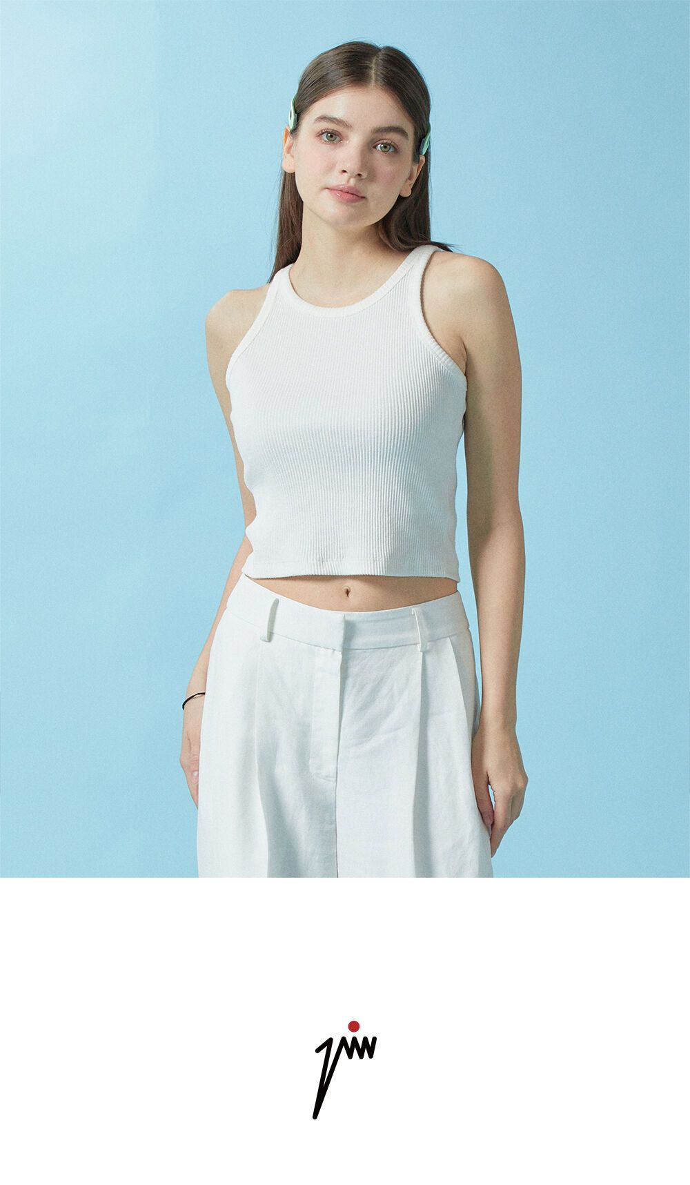 로고 자수 홀터넥 나시 (4 COLOR)