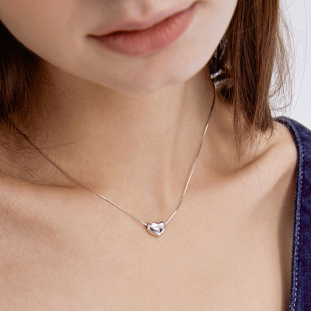 [TATIANA] 韓国☆SILVER925☆Plump Lettering Heart Necklace Designer fashion, Seoul-fully created | W Concept