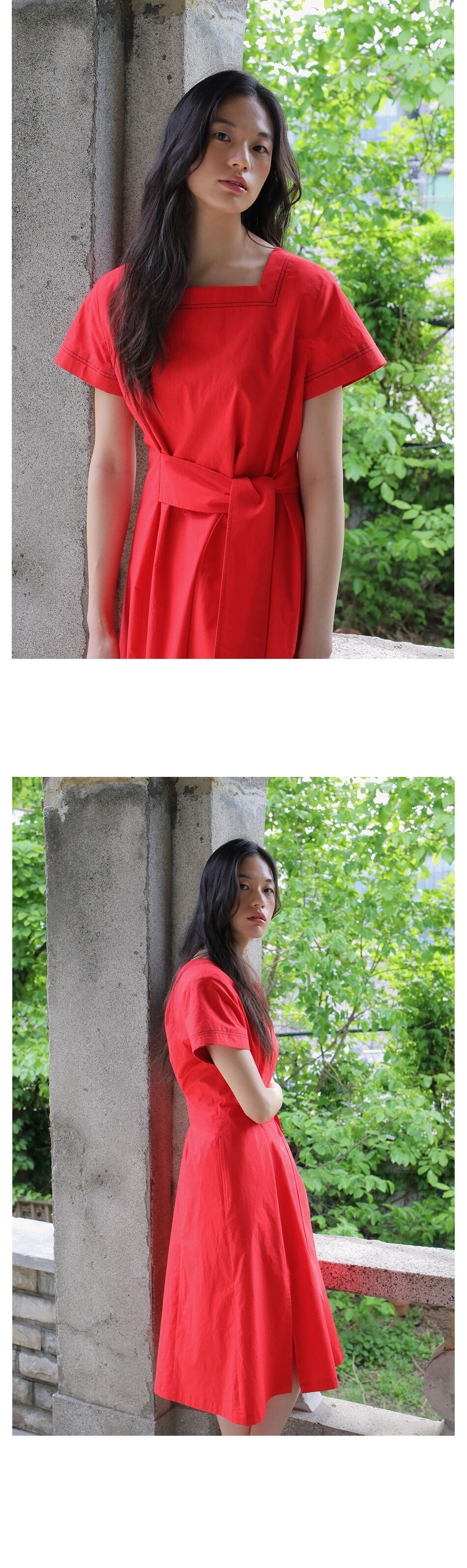 Square Neck Cotton Dress Red 감도 깊은 취향 셀렉트샵 29cm 5868