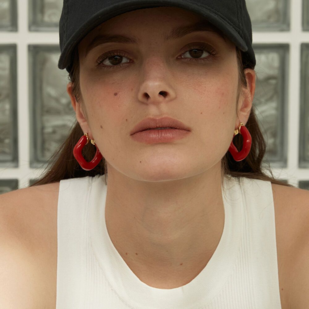 Wave link earrings summer 6 colors 29cm