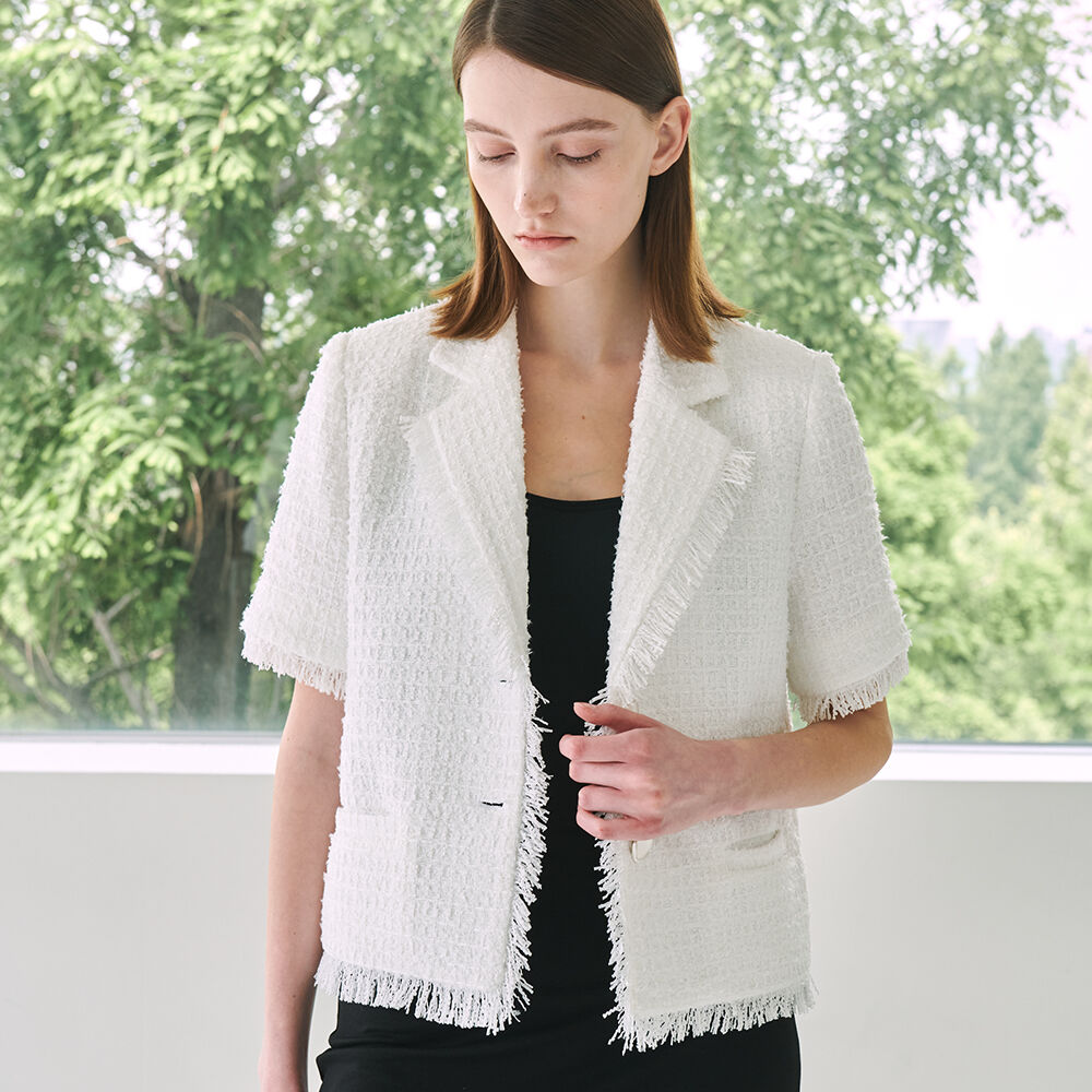 印象のデザイン Jacket Fringe Tweed - 29CM 셀렉트샵 취향 깊은 감도 - White ジャケット・アウター