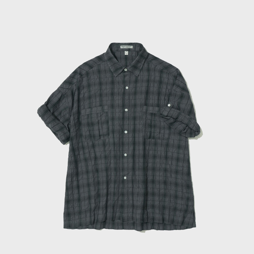 【PARTIMENTO】 Embroidery Stripe Roll Up Half Shirts /追跡付 33701269245dede78c2eb36a67bdf3