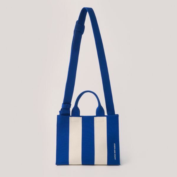 早期完売★JOSEPH&STACEY★LPK Lattice Knit Tote Bag M Stripe LPK Lattice Knit Tote Bag M Stripe Blue_Ivory | JOSEPH AND