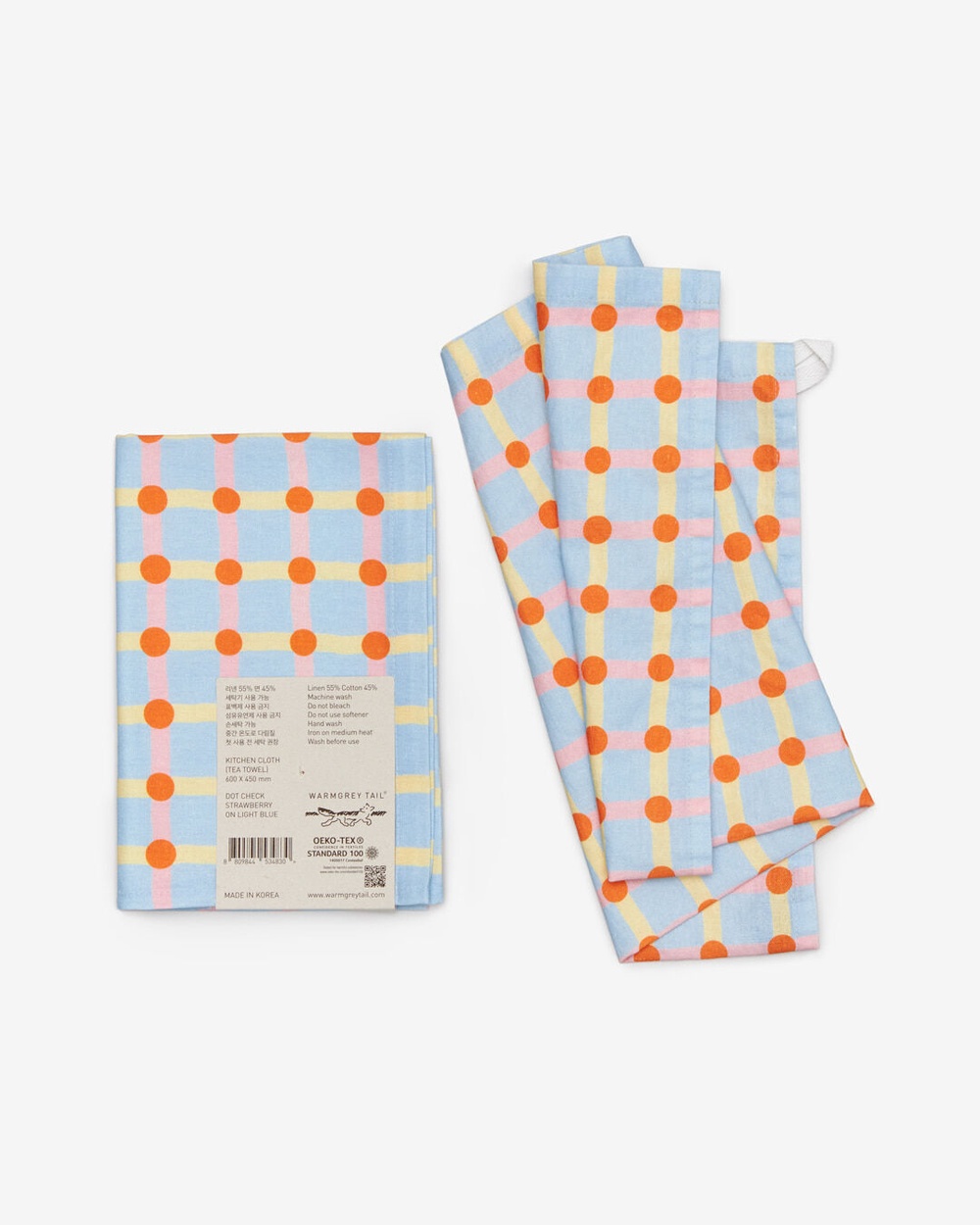 DOT CHECK TOWEL - CREAM ON MINT – warmgreytail