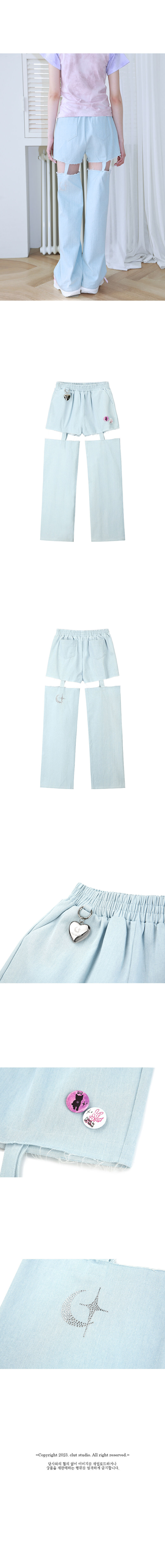 ●CLUT STUDIO● 1 1 denim cut out pants - LIGHT BLUE 1 1 デニムカットアウトパンツ - CLUT STUDIO | 60% - アジア