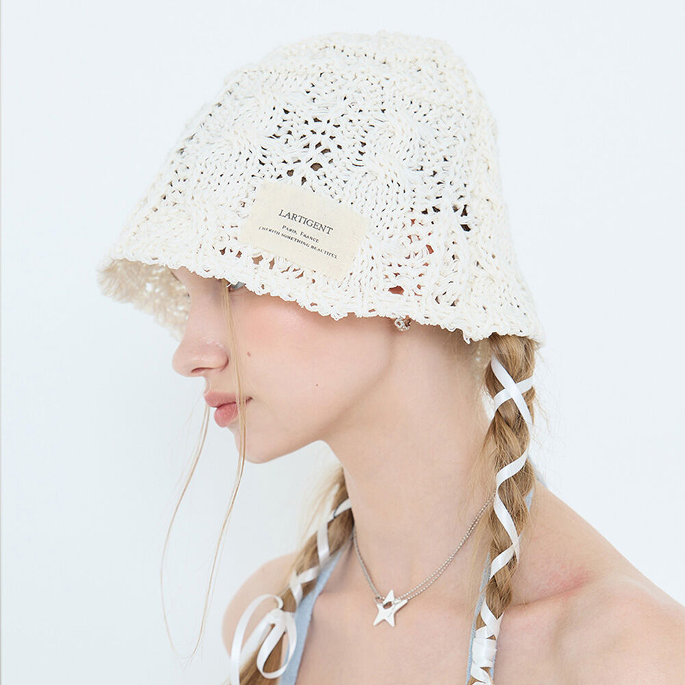 ■ENGBROX■ sunset heart strap wide hatwhite EBHT24004WH sunset heart strap wide hat_beige - 감도 깊은 취향 셀렉트샵 29CM