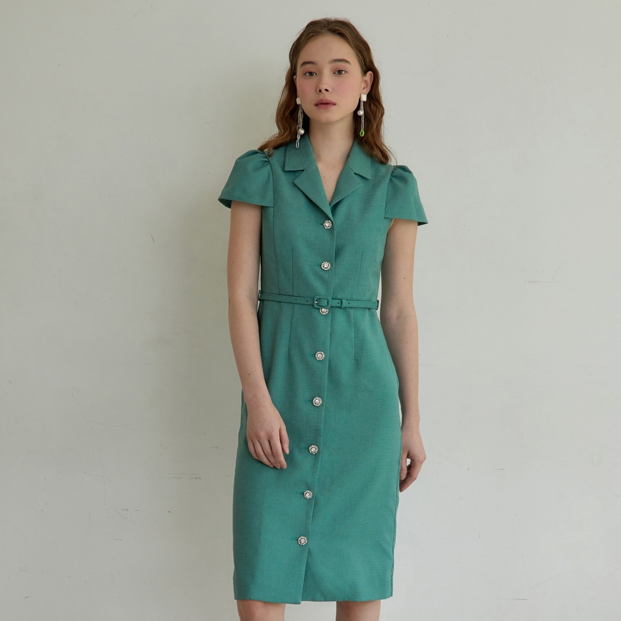 LENTINA linen button dress_navy 리넨 버튼 드레스 - 감도 깊은