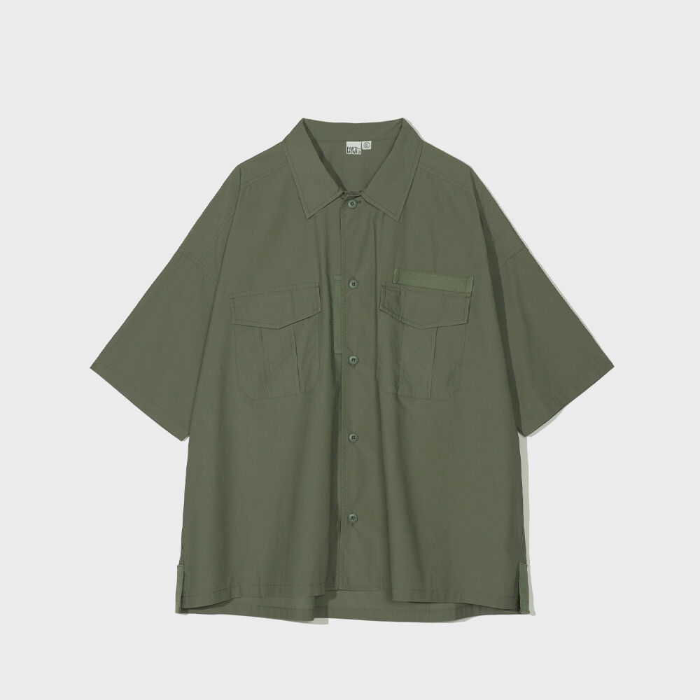 ★PARTIMENTO★ VTG Washed Boxy Overfit Half Shirts Moss Khak VTG Washed Boxy Overfit Half Shirts Moss Khaki - 감도 깊은