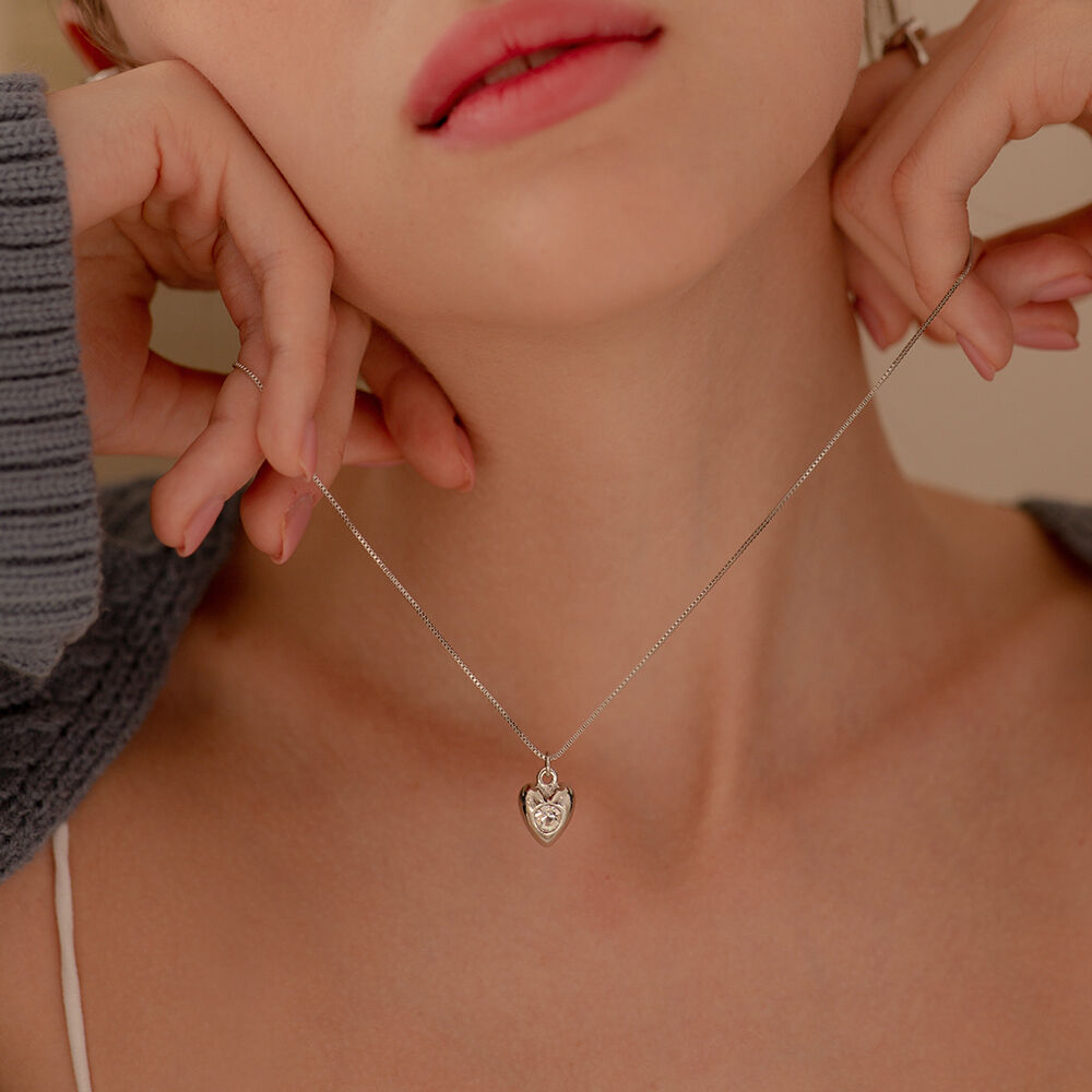 ☆TATIANA☆ Vary Cubic Chips Heart Necklace NZ2029 Designer fashion, Seoul-fully created | W Concept