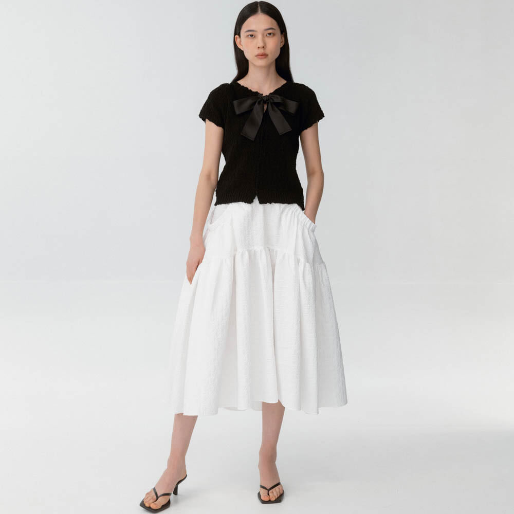CO SHIRRING VOLUME JACQUARD SKIRT_WHITE