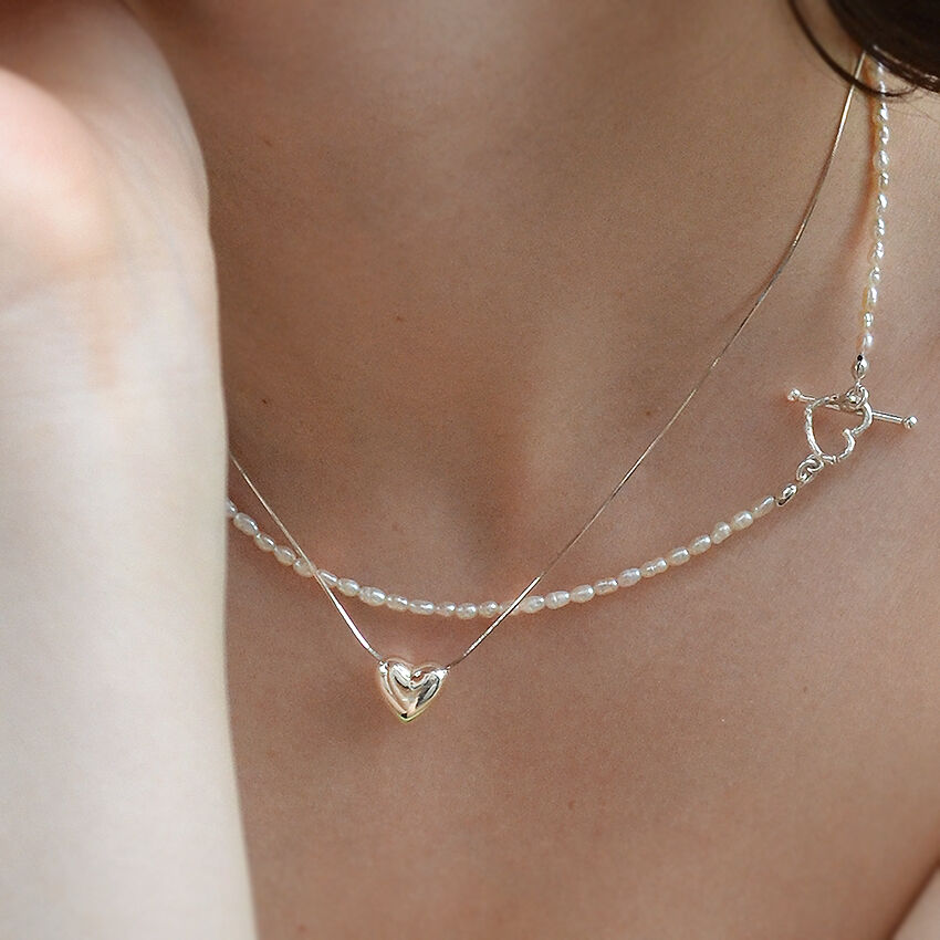 ☆TATIANA☆ SILVER925 Opal Rough Heart Pearl Necklace NZ2033 SILVER925) Opal Rough Heart Pearl Necklace NZ2033 - 감도