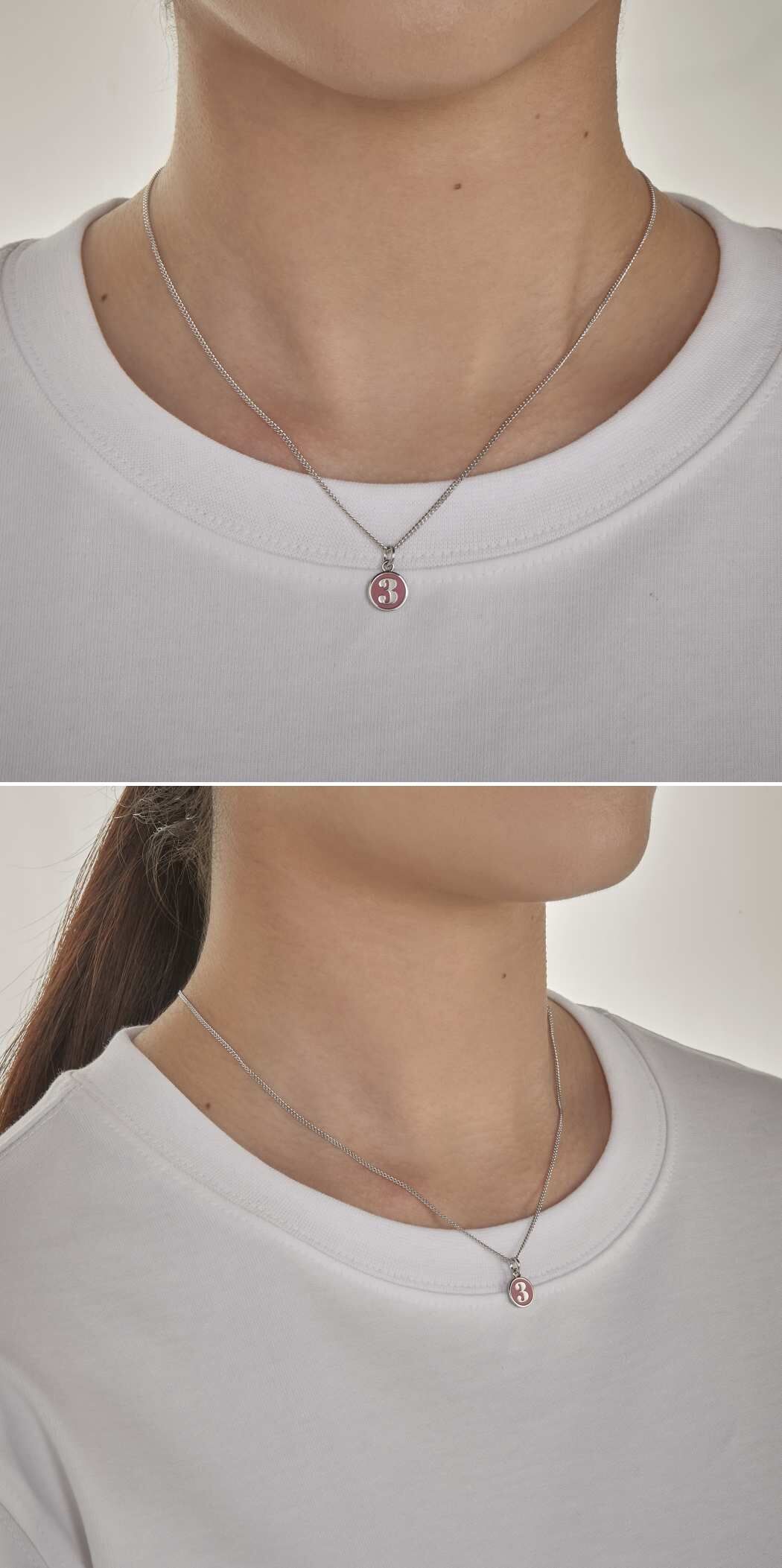 ☆韓国の人気☆【trimarch】☆Tri No.3 basic necklac.e☆ No.3 basic bic necklace💛🩶 Yellow No.3 pendant with grey
