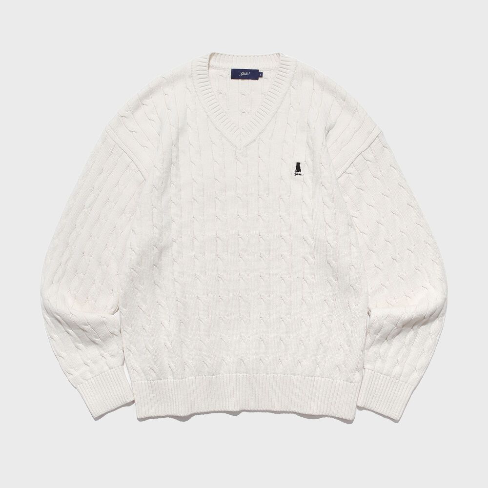 COTTON HERITAGE UNIVERSITY DAN V NECK KNIT IVORY 감도 깊은 취향 셀렉트샵 29CM