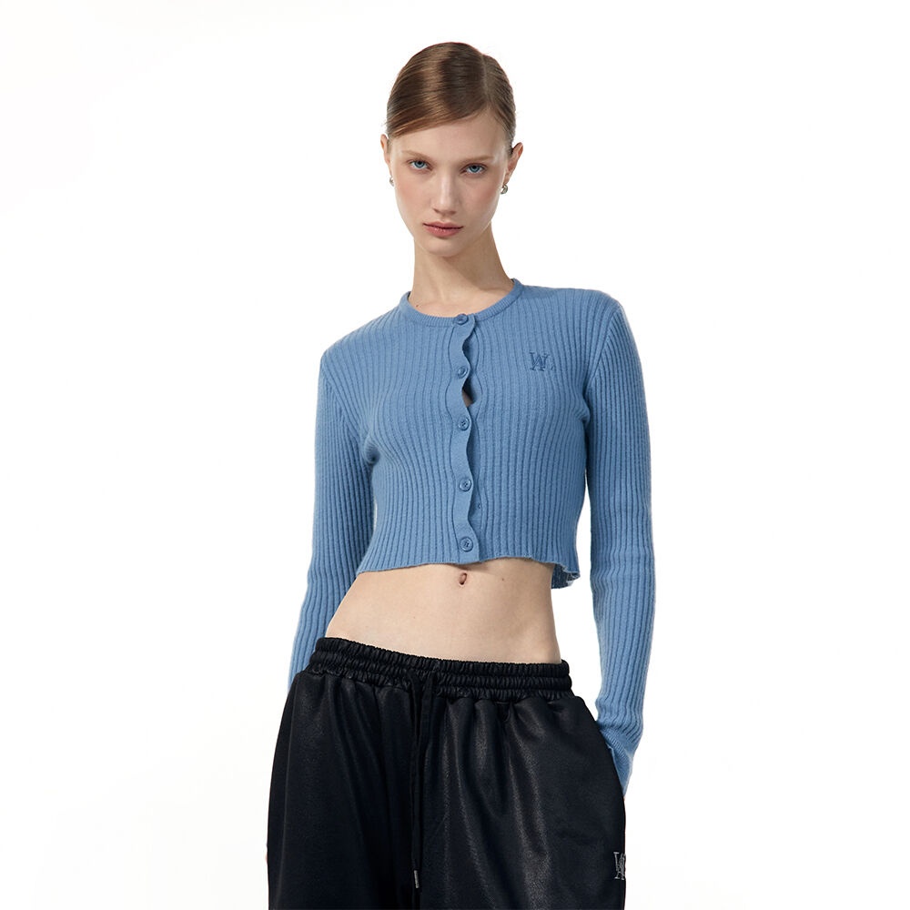 Signature slim basic crop cardigan - SKY BLUE - 감도 깊은 취향