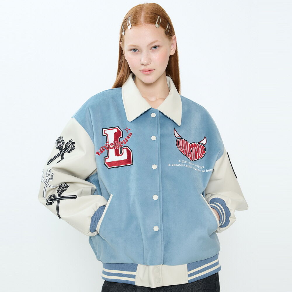 ☆【LUV IS TRUE】☆LUV IS TRUE CH DEVIL VARSITY JACKE.T☆ MUSINSA | LUV IS TRUE CH DEVIL VARSITY JACKET(NAVY)
