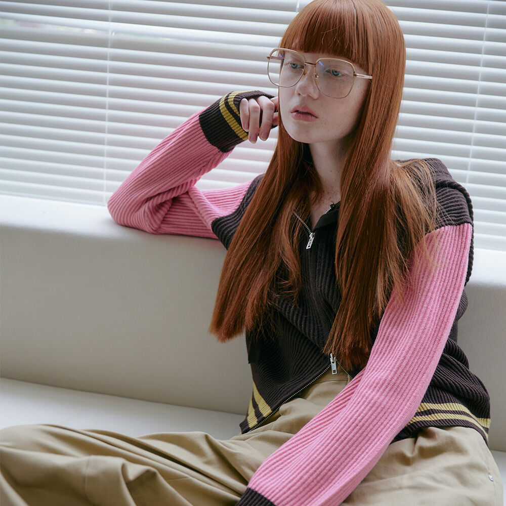 ★LUVISTRUE★AM STRIPE ZIP UP(BROWN)★正規品/韓国直送料込 AM STRIPE ZIP UP(BROWN) - 감도 깊은 취향 셀렉트샵 29CM