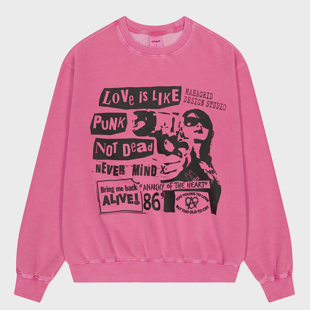 【HI FI FNK】Lover Pigment Sweatshirt LOVE PUNK PIGMENT SWEATSHIRT PINK(MG2DFMM442A) - 감도 깊은