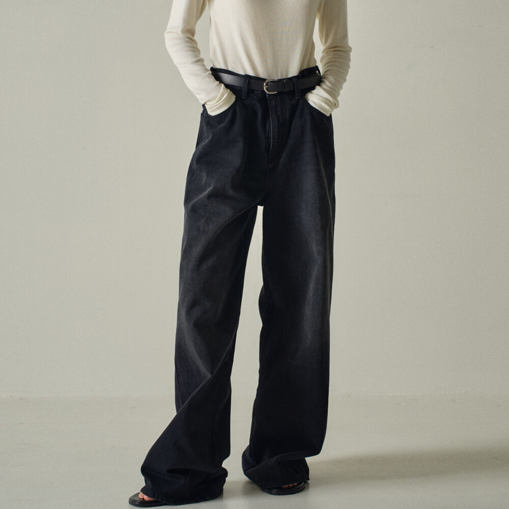 [MONOHA] / ☆ 25SS Cotton denim curve pants / dark navy Cotton denim curve pants (dark navy) : MONOHA