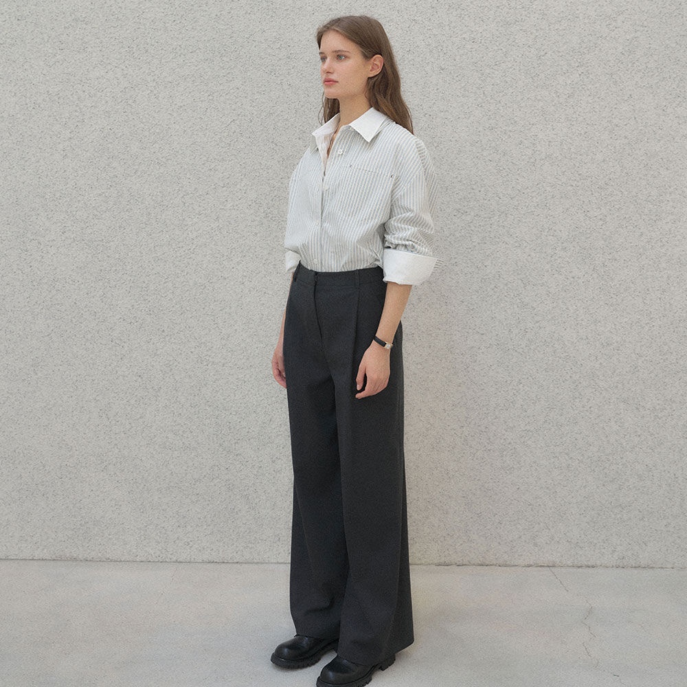 Semi Low-Waist Tucked Wide Pants SW3AL344_2color - 감도 깊은 취향