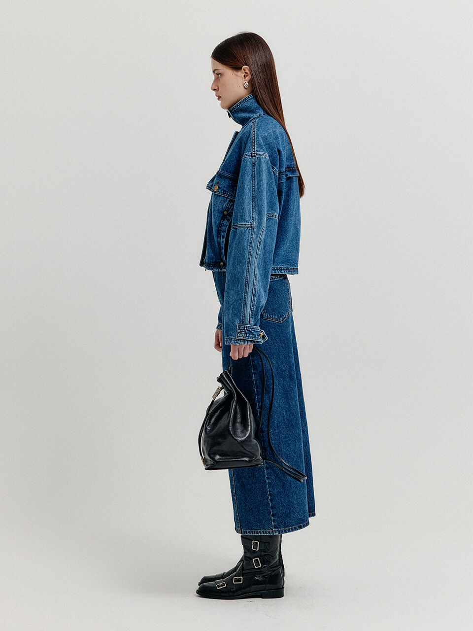 ジャケット EENK XMEN Vintage Bomber Short Denim Jacket XMEN Vintage Bomber Short Denim Jacket - Blue : EENK