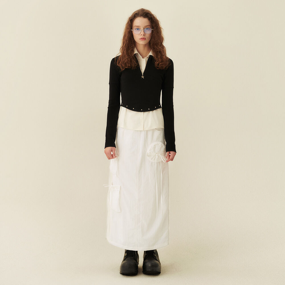 GRUNGE YOKE GATHER LONG SKIRT_BABY BLUE - 감도 깊은 취향
