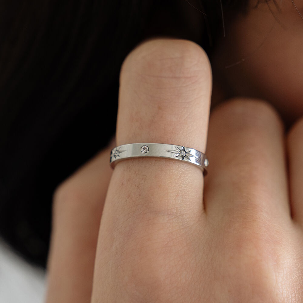 CKE404 [surgical steel]Starlight Sparkling Cubic Ring