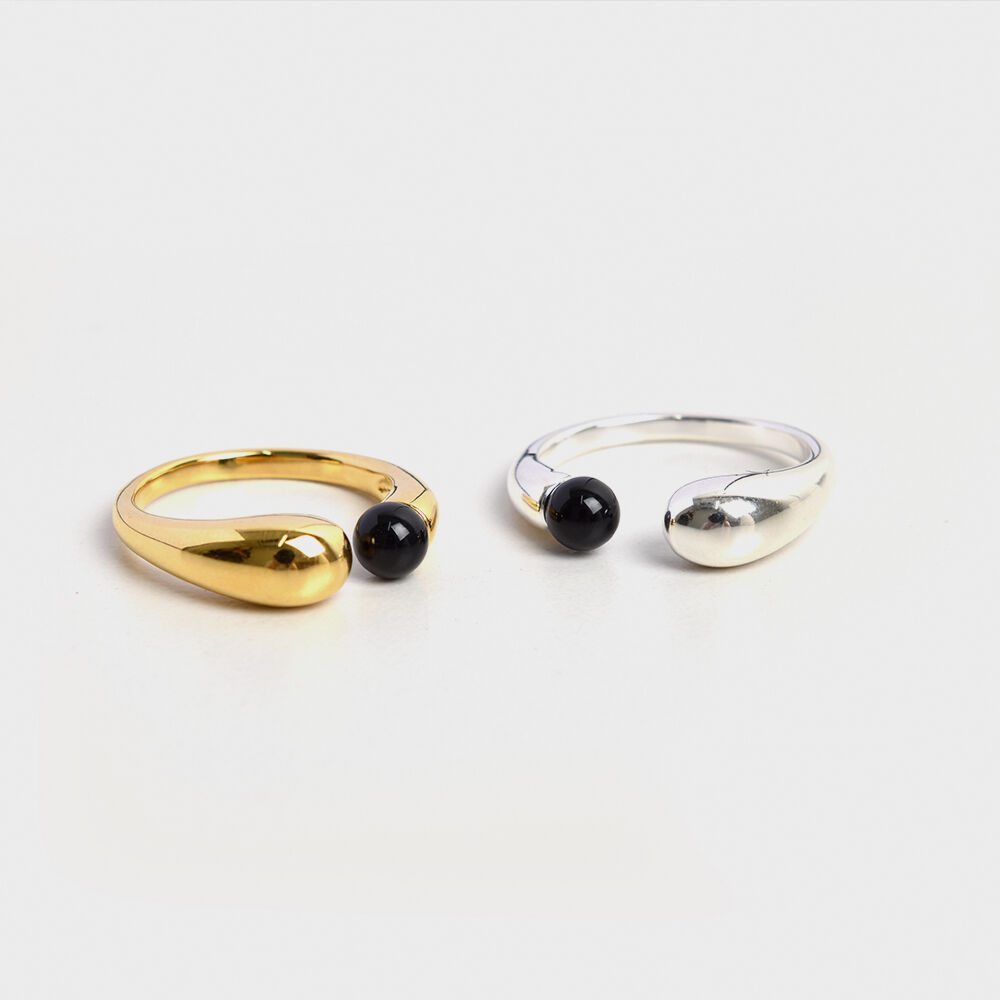 ★TOU★ [silver925] TB022 black point open ring silver925] TB022 black point open ring - 감도 깊은 취향