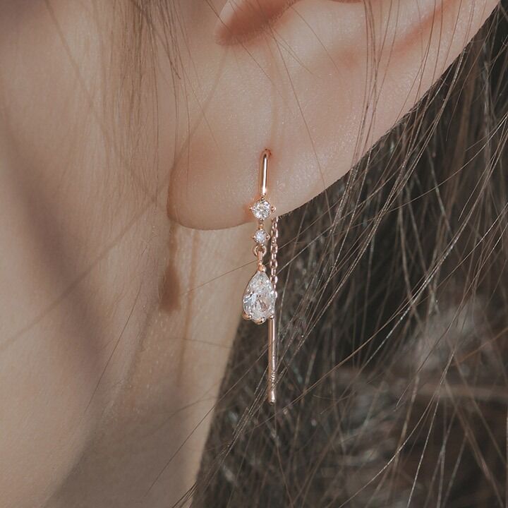 14k post ローズマリー ドロップ イヤリング ローズマリー ピアス ショートダングルポスト Rosemary Earrings
