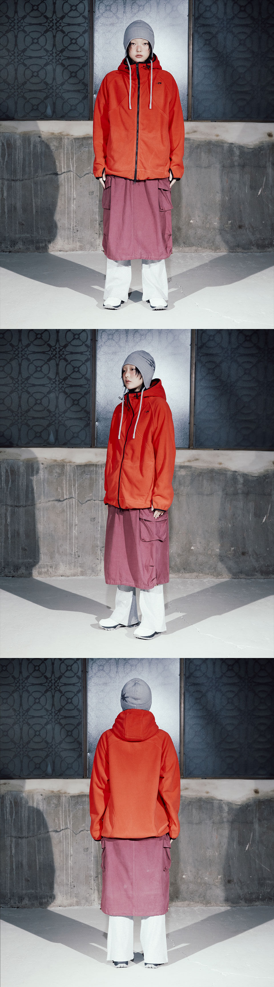 フリースジャケット [NICEGHOSTCLUB]FLEECE HOODIE JACKET_RED(NG2DFUB932A) fleece hoodie jacket[red] - niceghostclub