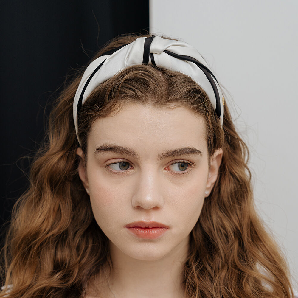 satin petit ribbon hair band 5.1 - noir - 감도 깊은 취향