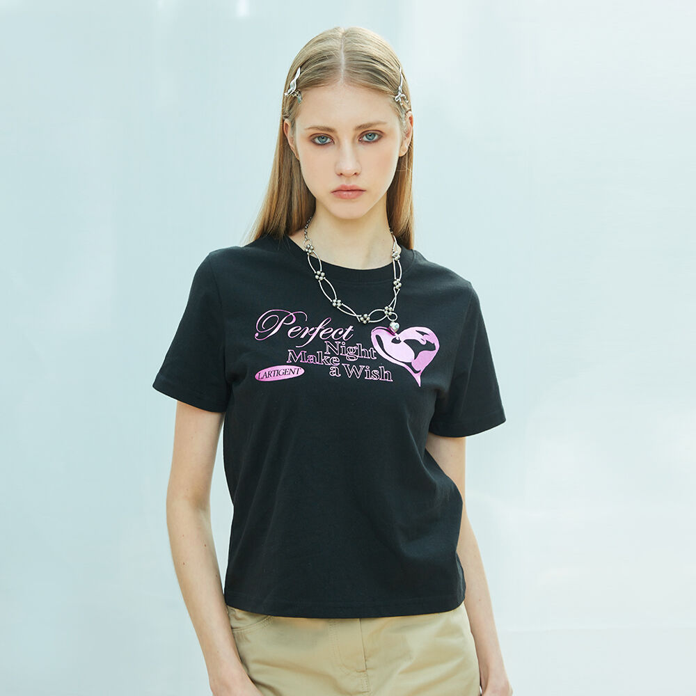 VINTAGE NOUVELLE LOGO HALF T-SHIRT BLACK - 감도 깊은 취향