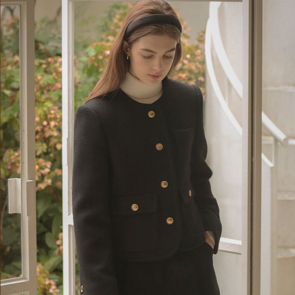 WILMA woolen v neck tweed jacket_ivory 트위드 자켓 - 감도