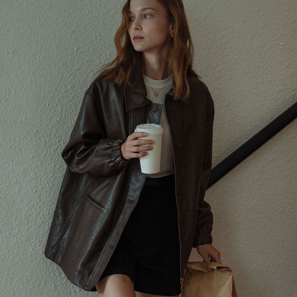 Eco leather bizo collar over jacket_Brown 감도 깊은 취향 셀렉트샵 29CM
