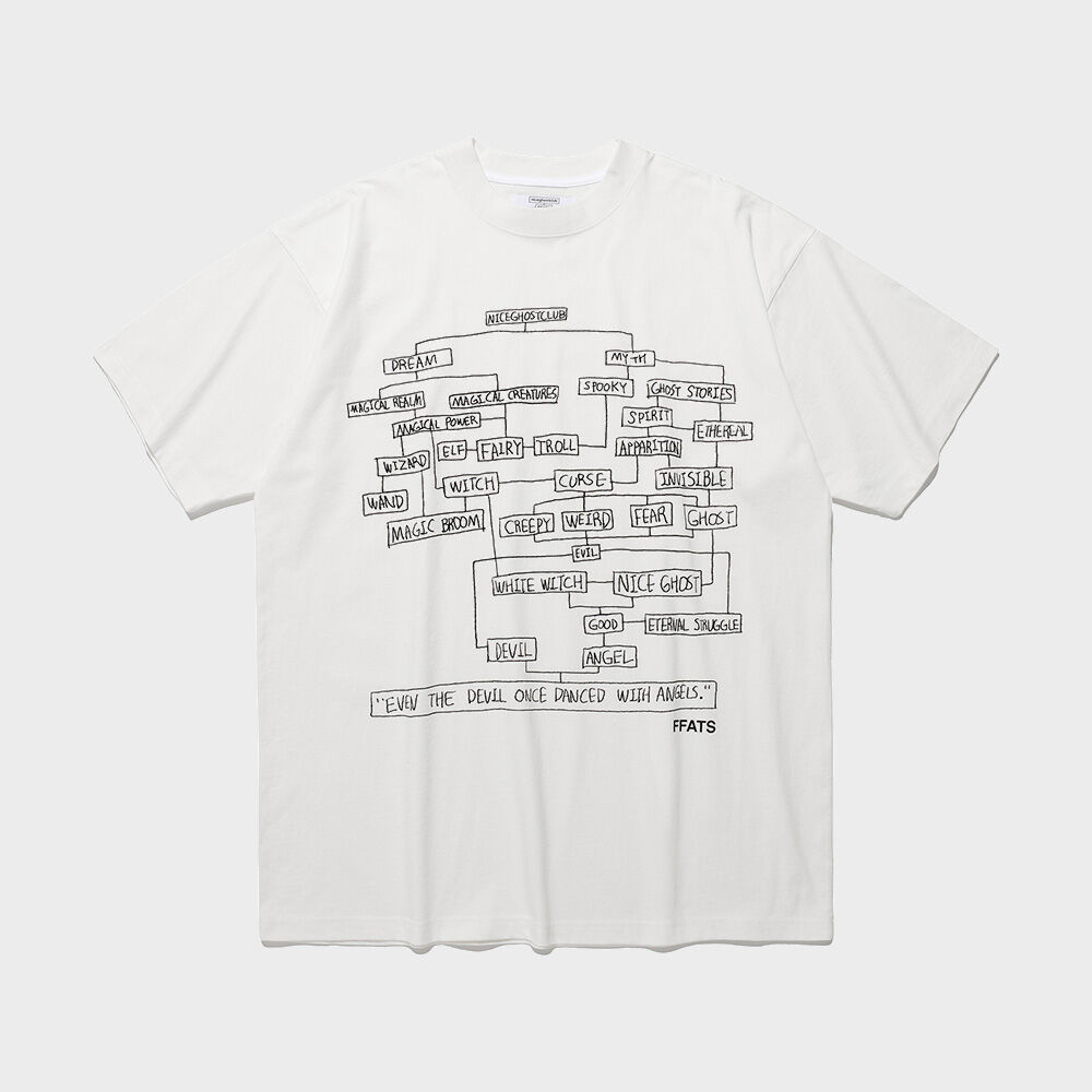 Tシャツ・カットソー [NICEGHOSTCLUB]FFATS CHART BIG BIG TEE_WHITE(NG2ESUT505A) FFATS CHART BIG BIG TEE_WHITE(NG2ESUT505A) - 감도 깊은 취향