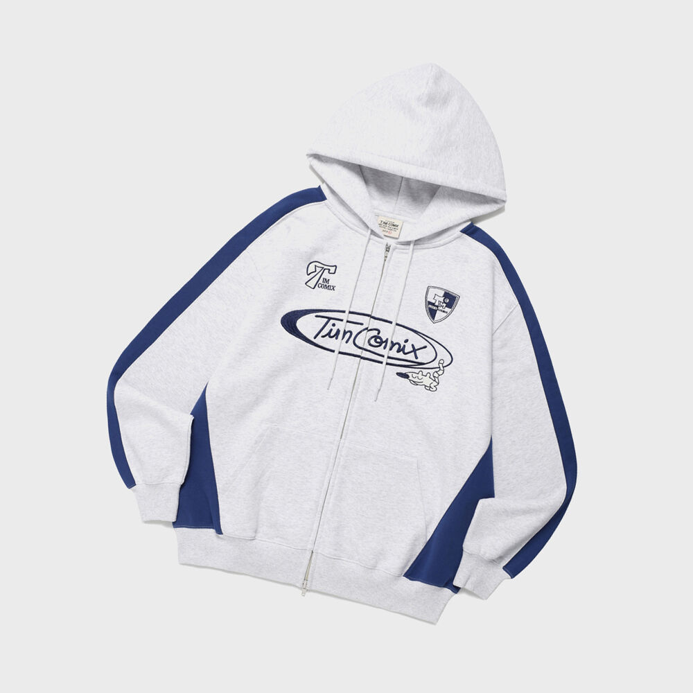 COMIX SOCCER JERSEY HOODIE ZIP UP LIGHT GRAY 29CM