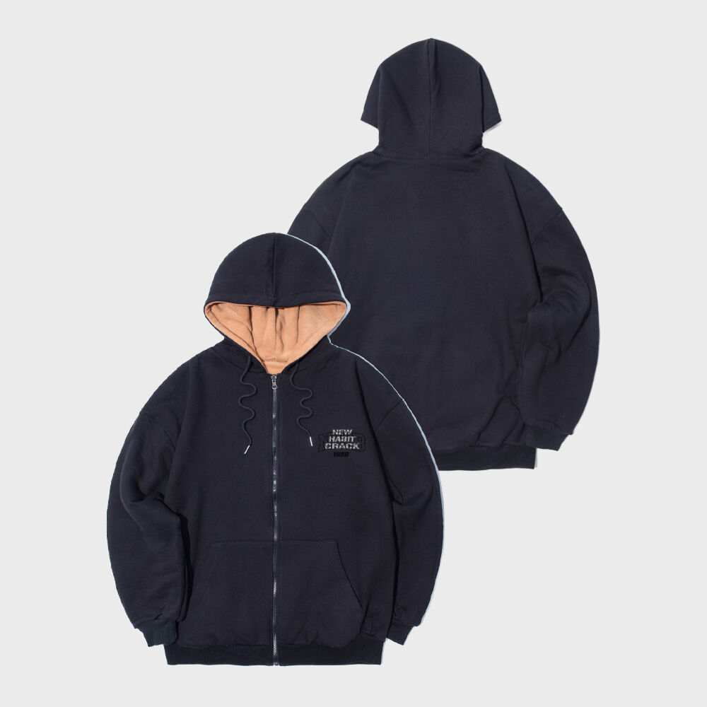 Mmlg] LETTER PLAY HOOD ZIPUP (AUTHENTIC NAVY) - 감도 깊은