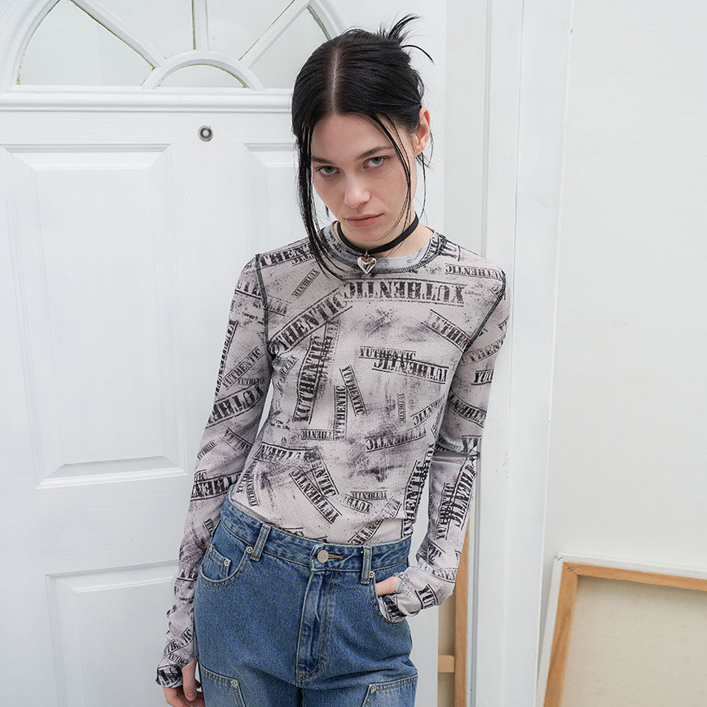 [ LMC ]★25SS★韓国人気★WM PRINTED MESH LONG SLV TEE WM PRINTED MESH LONG SLV TEE black - 감도 깊은 취향 셀렉트샵